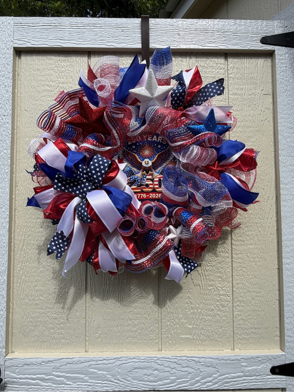Patriotic Red White & Blue Holiday Wreath - Home Holiday Decoration